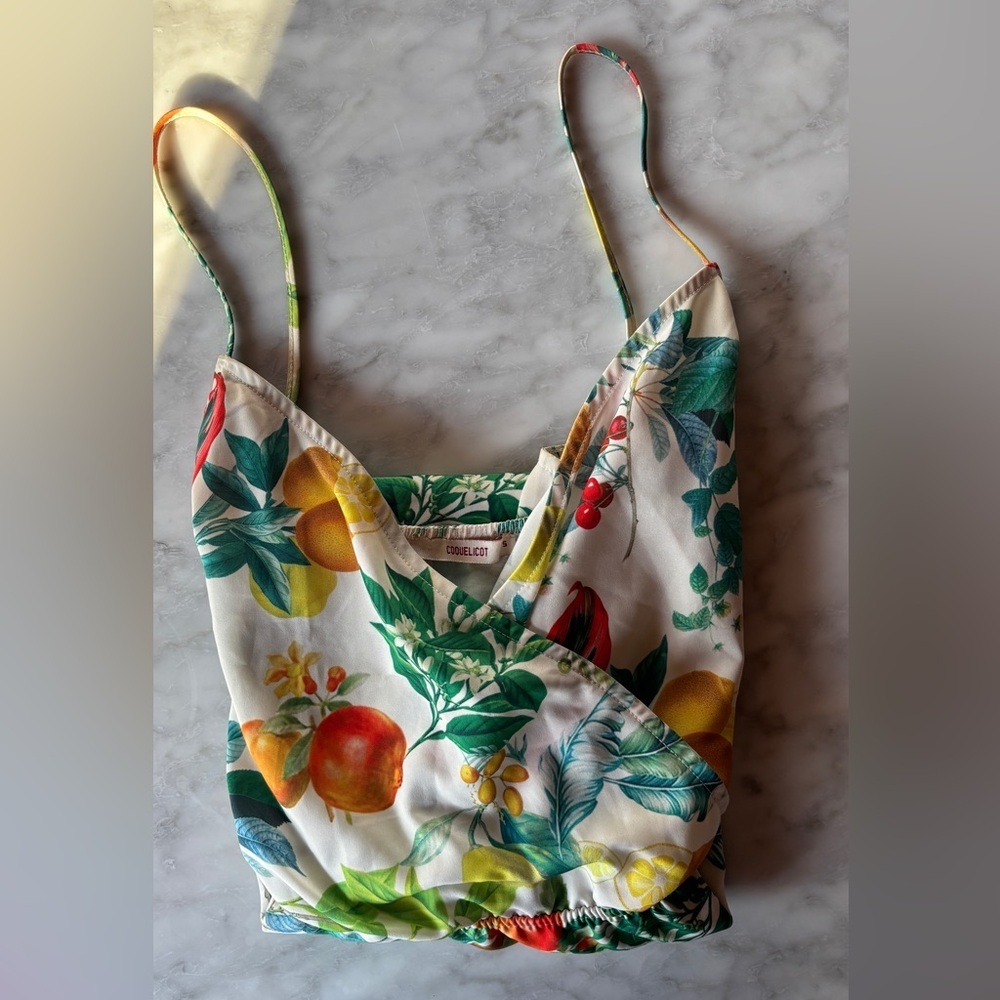 Coquelicot Tropical Fruit Print Dress – Summer Sundress – Size S - Picture 3 of 9